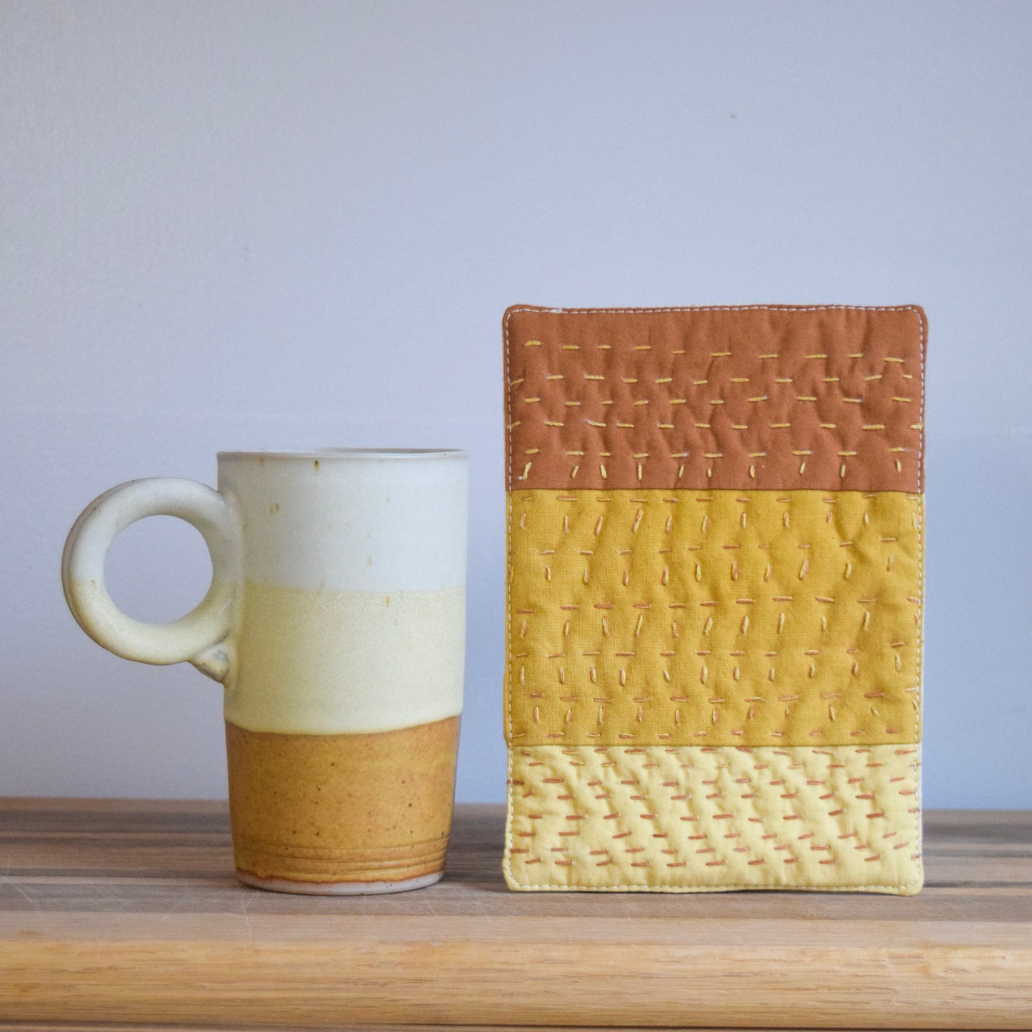 Ceramic Mug & Natural dyed Mat | Fall Meadow