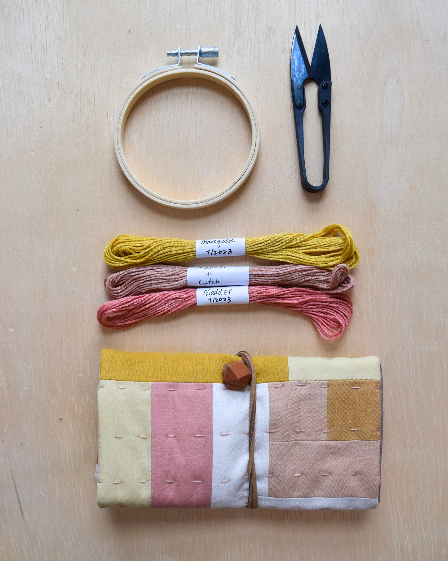 Natural dyed, Patchwork Sewing Pouch - III