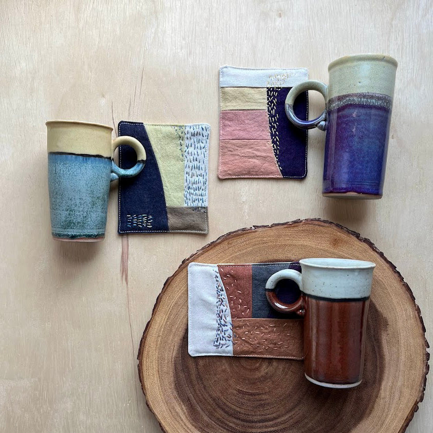 Ceramic Mug & Natural dyed Mat - Spring Rain