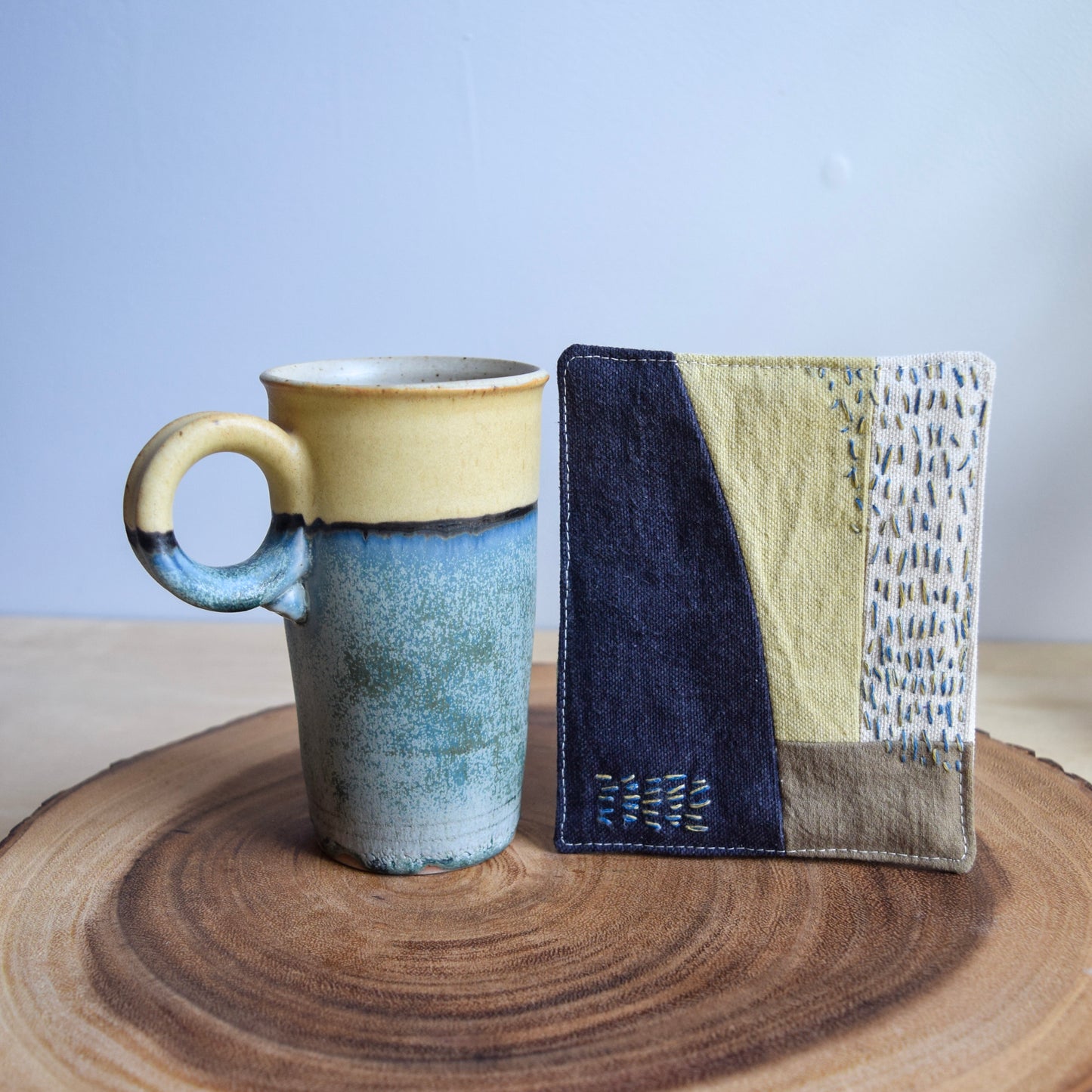 Ceramic Mug & Natural dyed Mat - Spring Rain