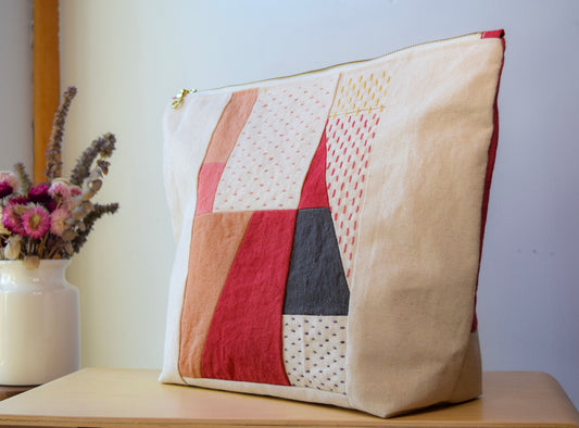 Motif NINE | Botanical-dyed patchwork pouch bag | Large