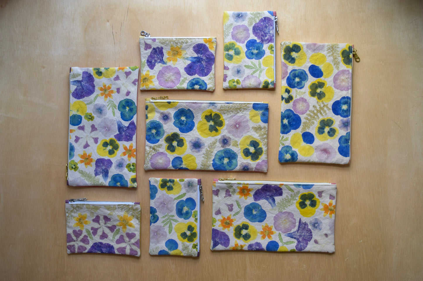 Spring Blossom VII | Eco-printed Canvas Zipper Bag, Large