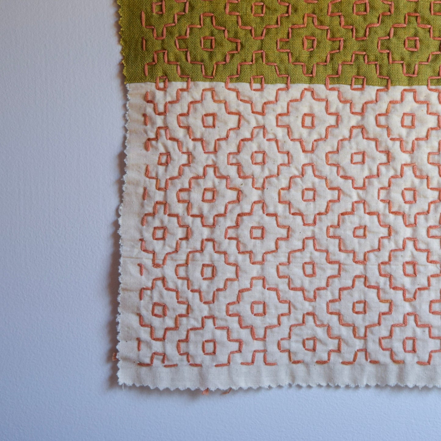 Sashiko Zipper Pouch | Fern Green