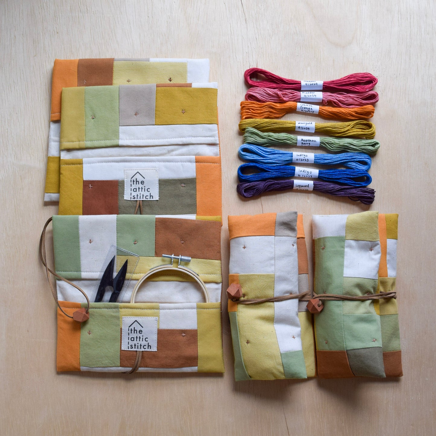 Natural dyed, Patchwork Sewing Kit (8 colors thread set) - Rainbow collection I