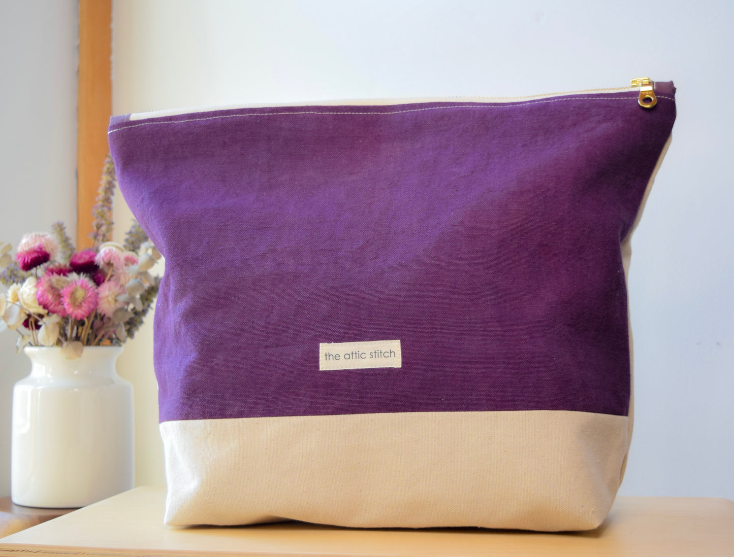 Motif TEN | Botanical-dyed patchwork pouch bag | Large