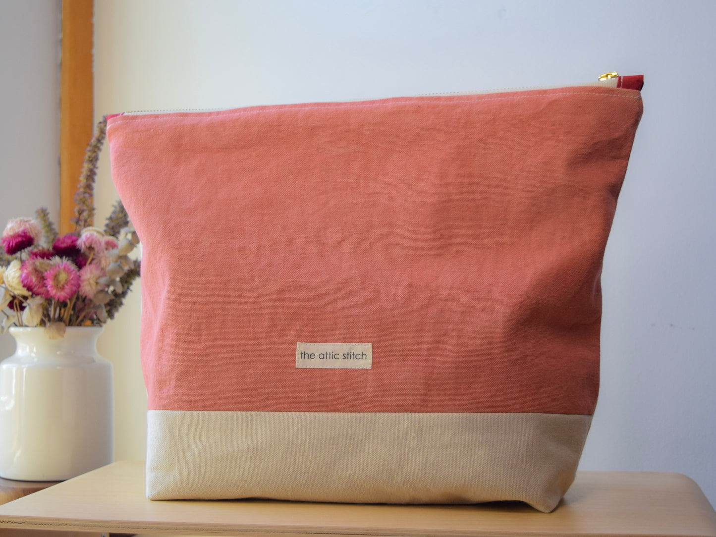 Motif FIVE | Botanical-dyed patchwork pouch bag | Large