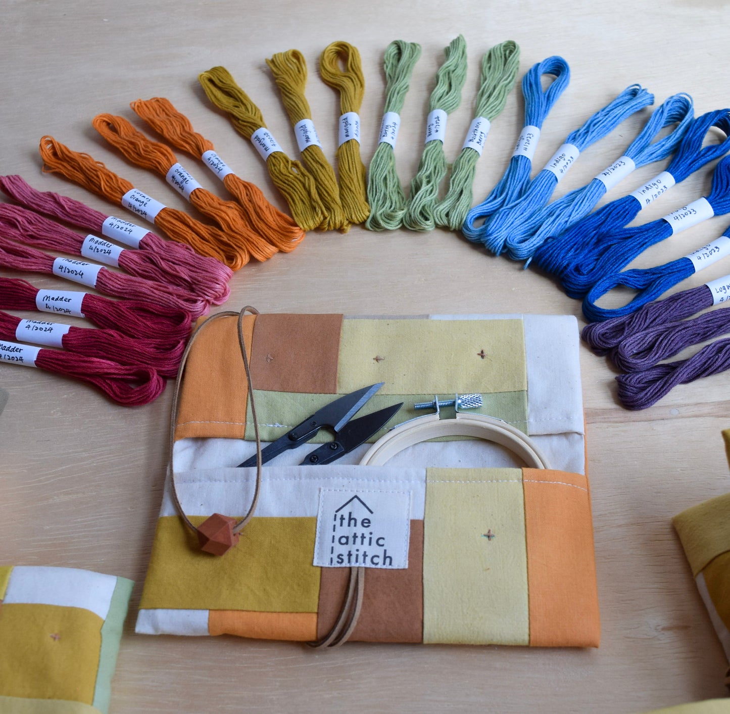 Natural dyed, Patchwork Sewing Kit (8 colors thread set) - Rainbow collection I
