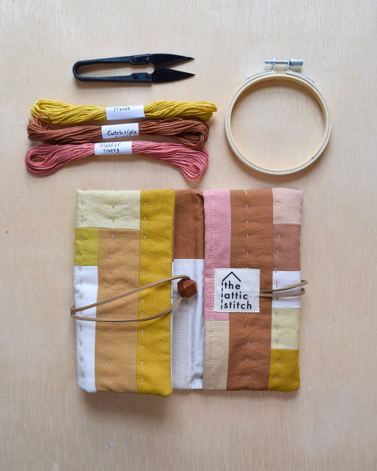 Natural dyed, Patchwork Sewing Pouch - V