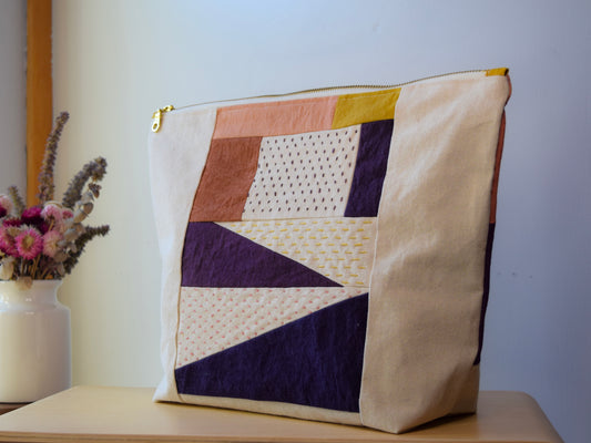 Motif SIX | Botanical-dyed patchwork pouch bag | Large
