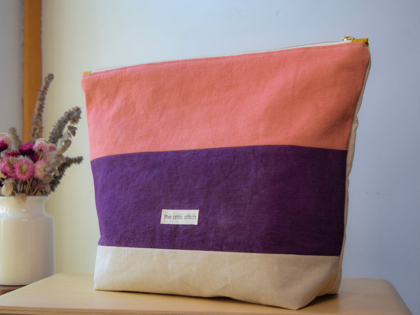 Motif SIX | Botanical-dyed patchwork pouch bag | Large