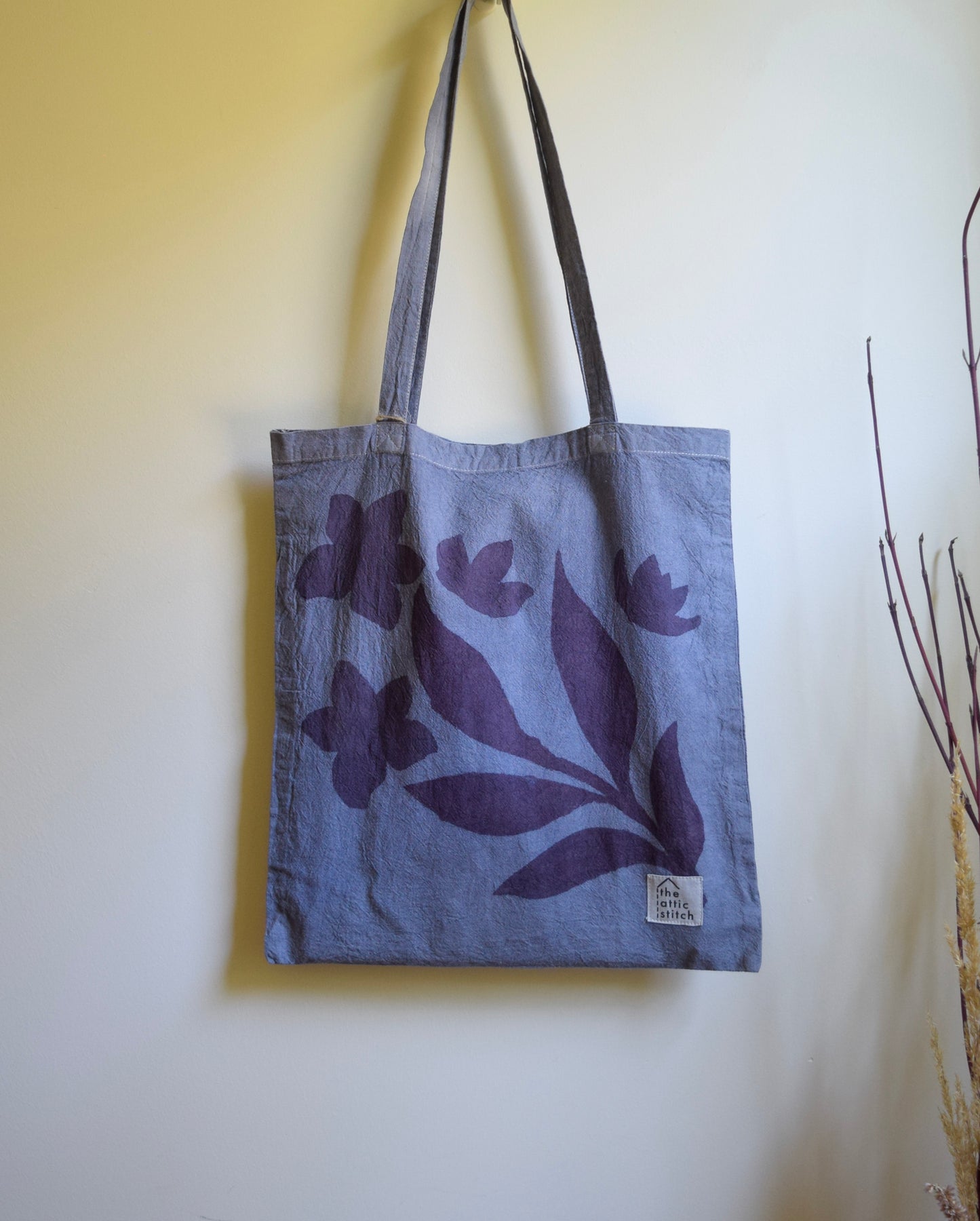 Hand-printed, Botanical-dyed Tote (4 designs & 4 colors)