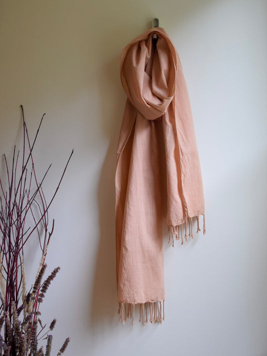 Natural Dyed Organic Cotton Long Scarf - Dawn Pink