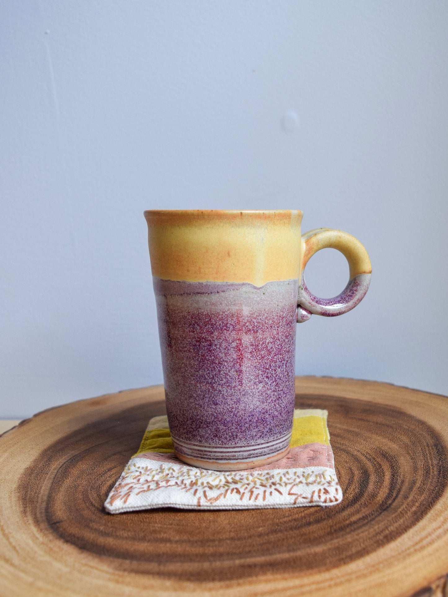 Ceramic Mug & Natural dyed Mat Set -- Dawn