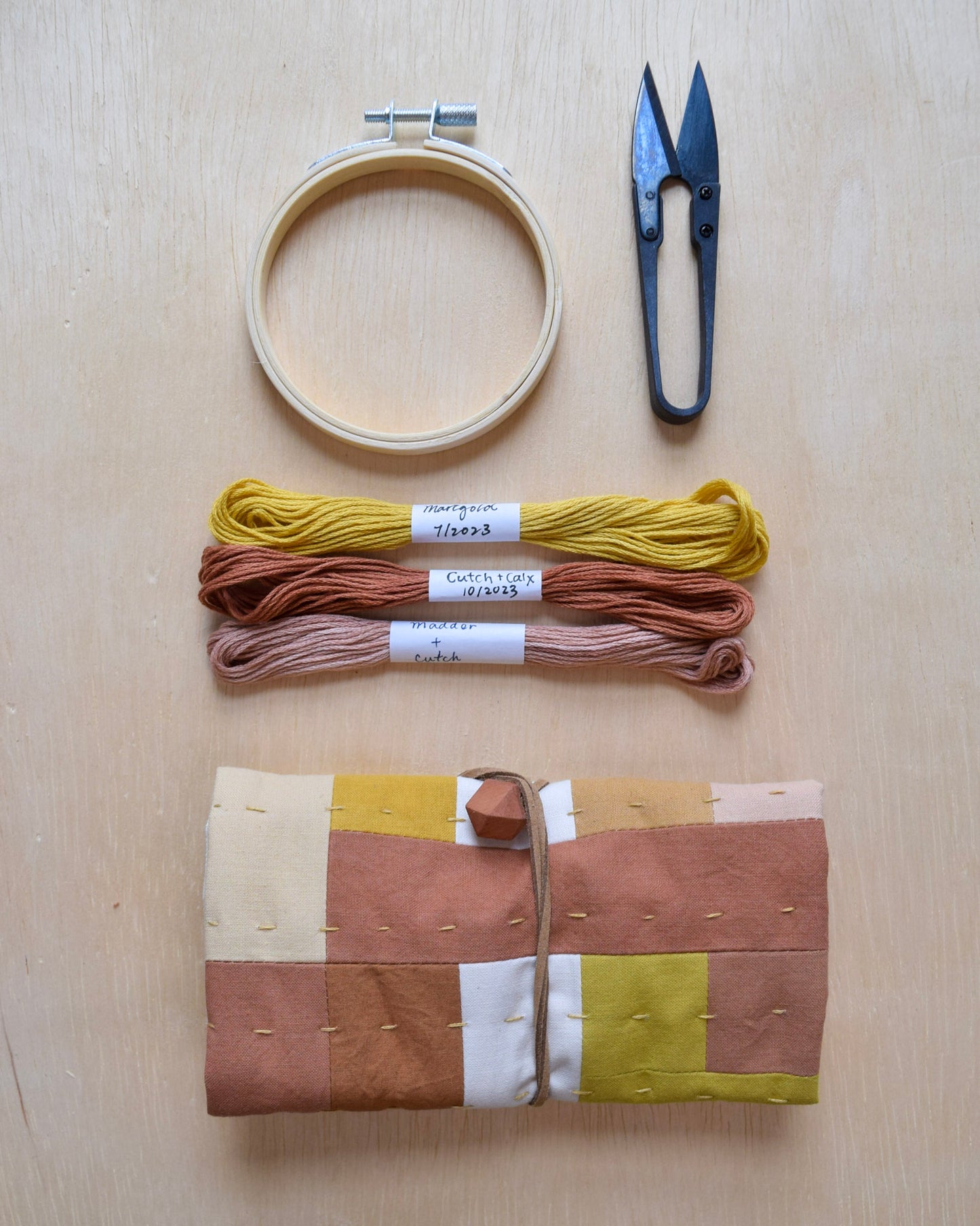 Natural dyed, Patchwork Sewing Pouch - IV
