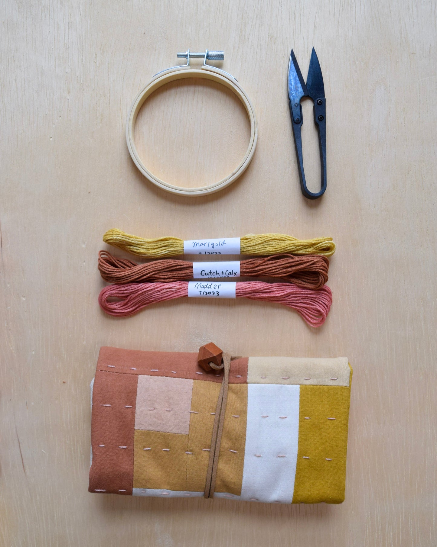 Natural dyed, Patchwork Sewing Pouch - II