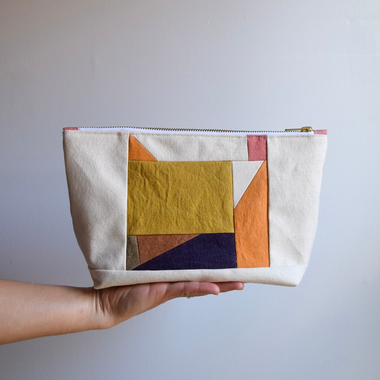 Motif X | Botanical-dyed patchwork pouch bag | Small