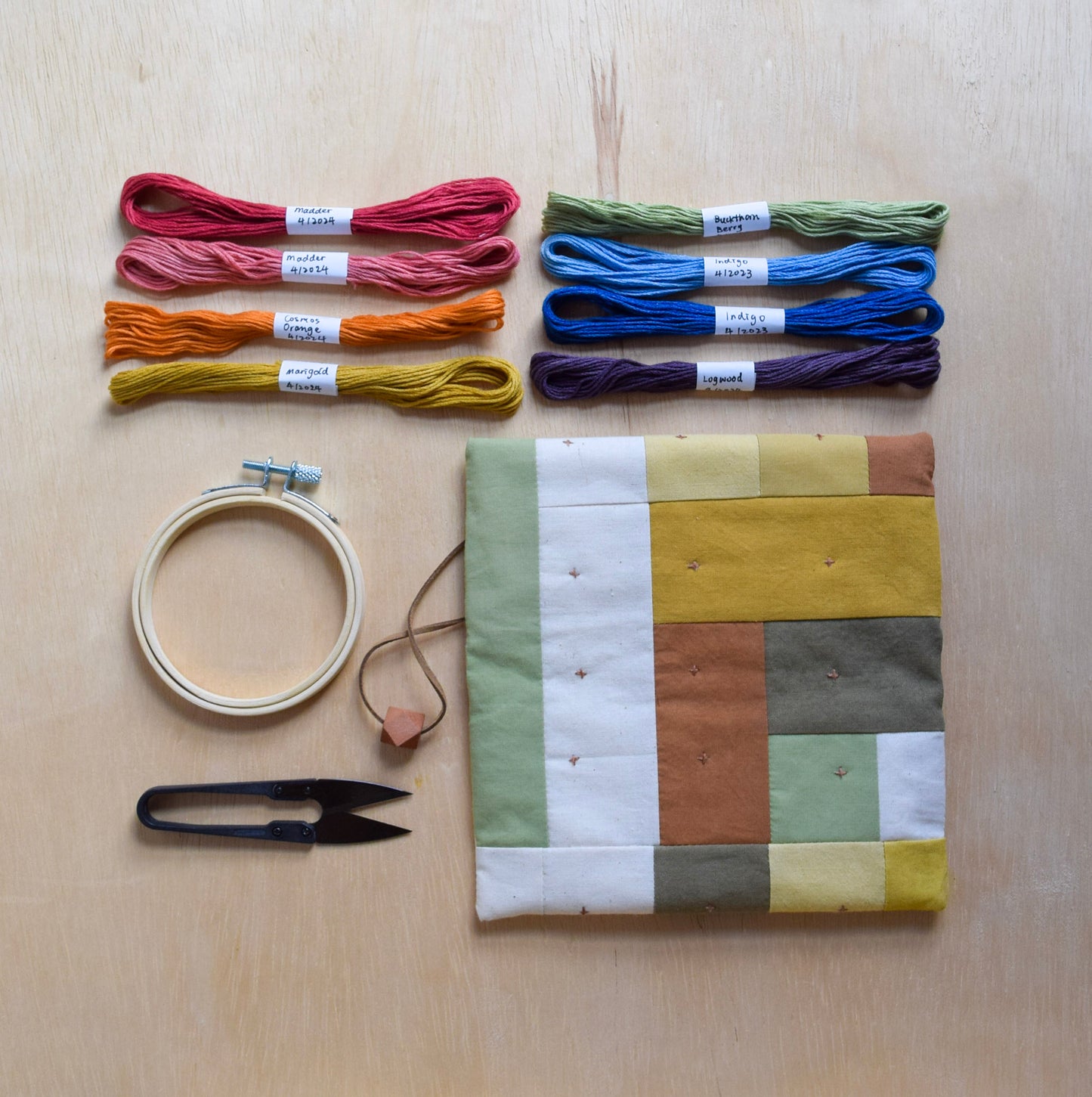 Natural dyed, Patchwork Sewing Kit (8 colors thread set) - Rainbow collection IV