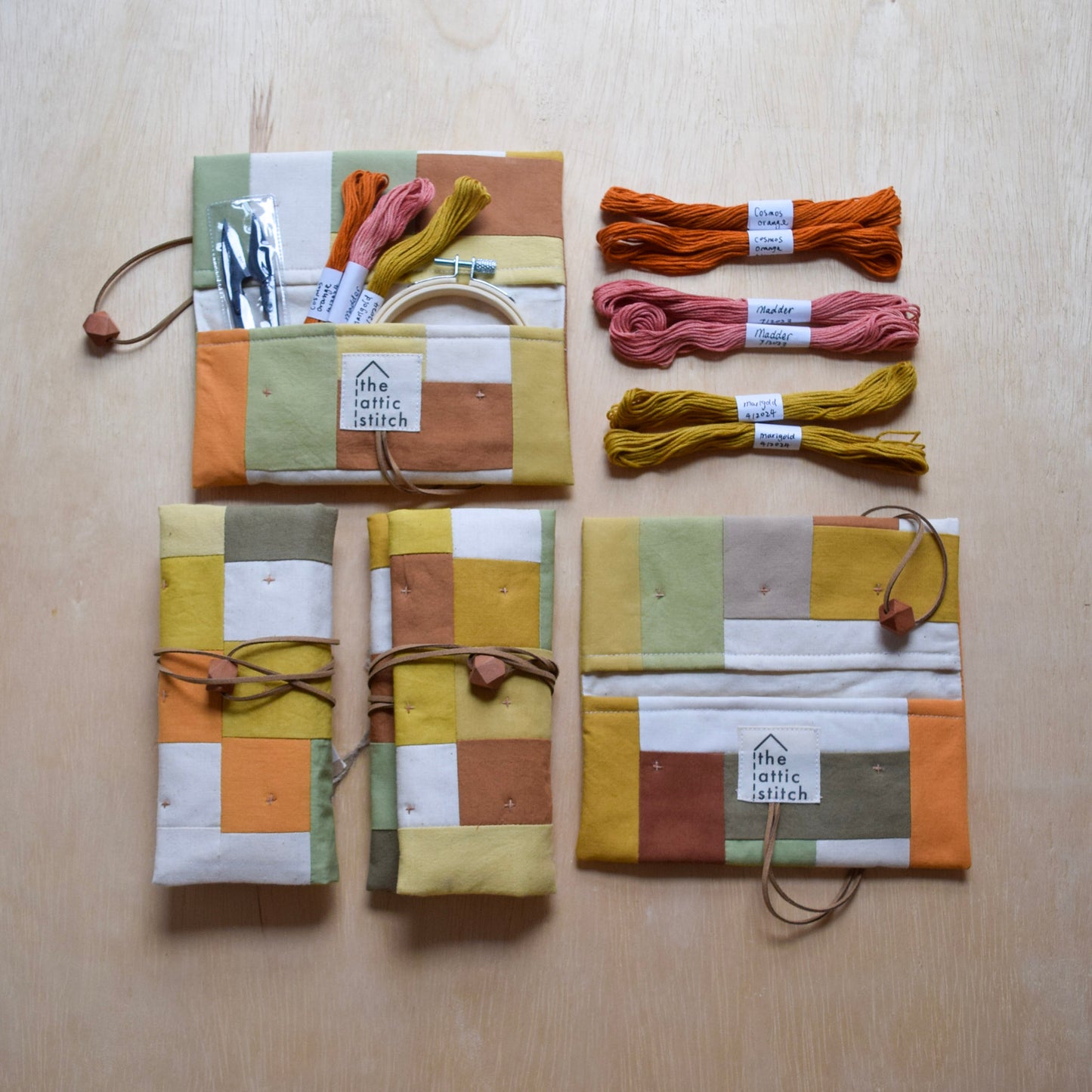 Natural-dyed, Patchwork Sewing Kit (3 colors thread set) - Fall Palette IV