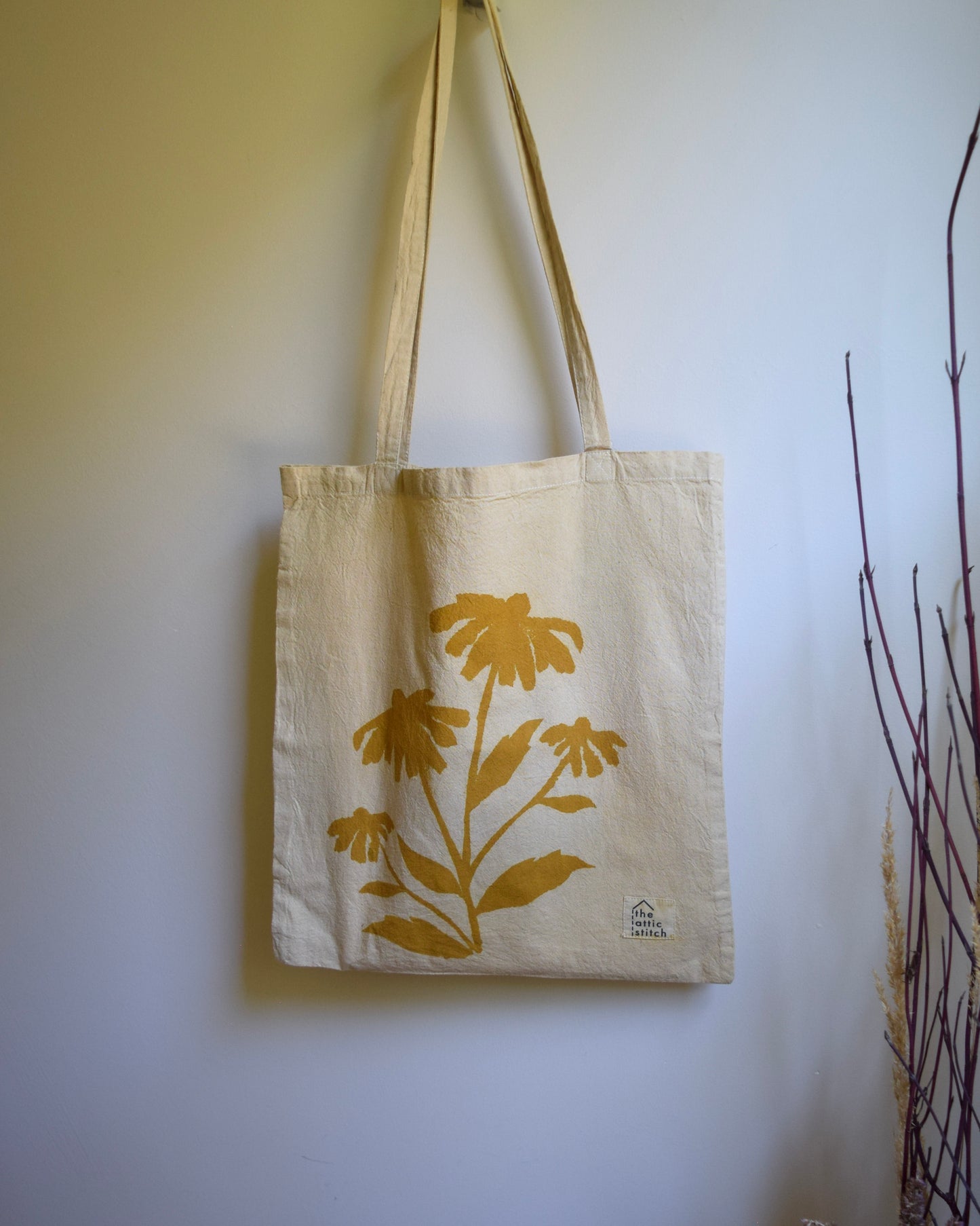 Hand-printed, Botanical-dyed Tote (4 designs & 4 colors)