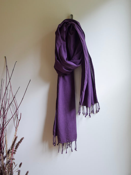 Natural Dyed Organic Cotton Long Scarf - Logwood Purple
