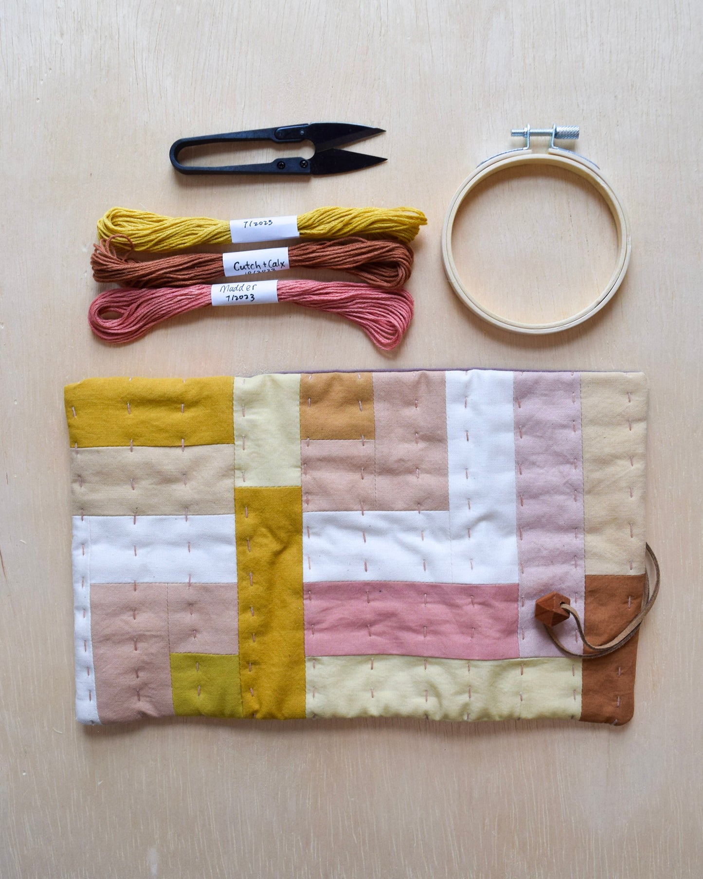 Natural dyed, Patchwork Sewing Pouch - III