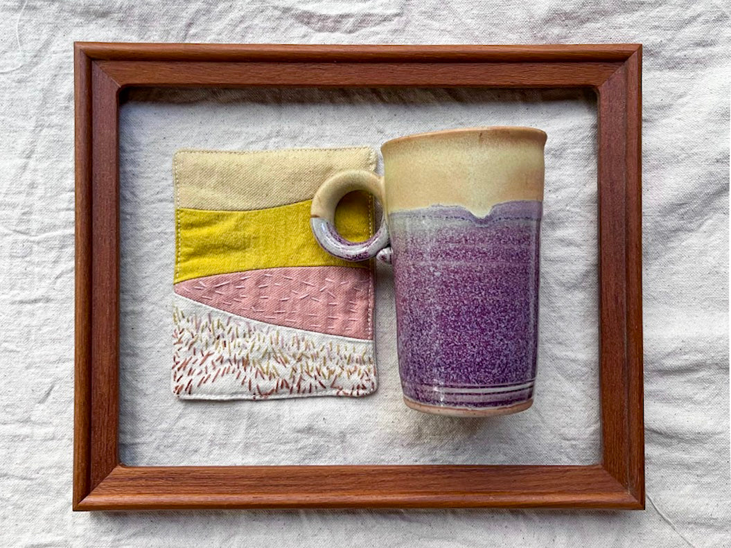 Ceramic Mug & Natural dyed Mat Set -- Dawn