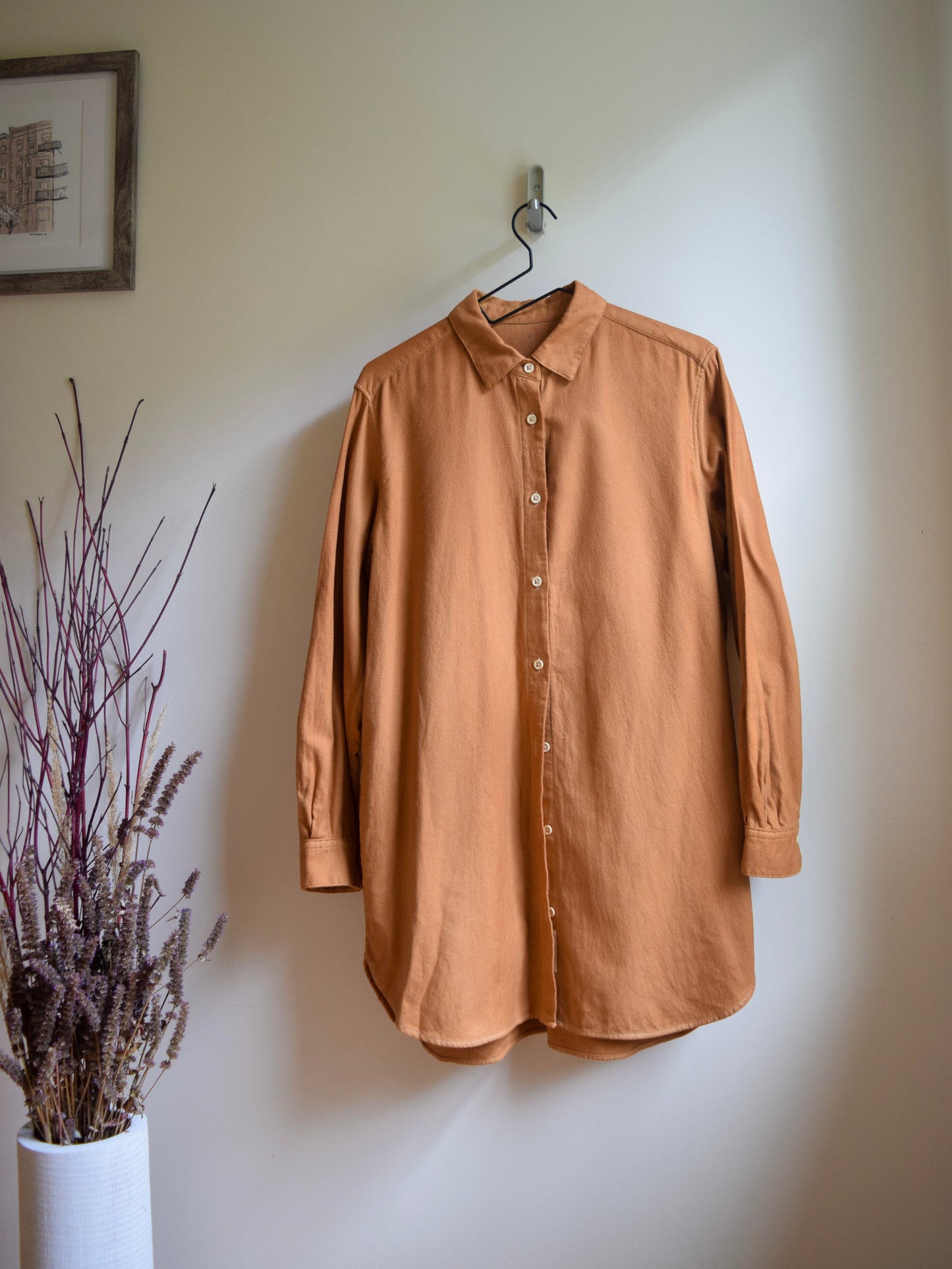 Mocha, Natural-dyed Organic Flannel Tunic Shirt