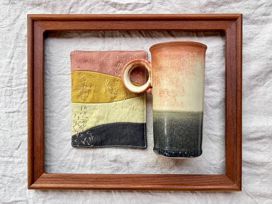 Ceramic Mug & Natural dyed Mat Set -- Sunset