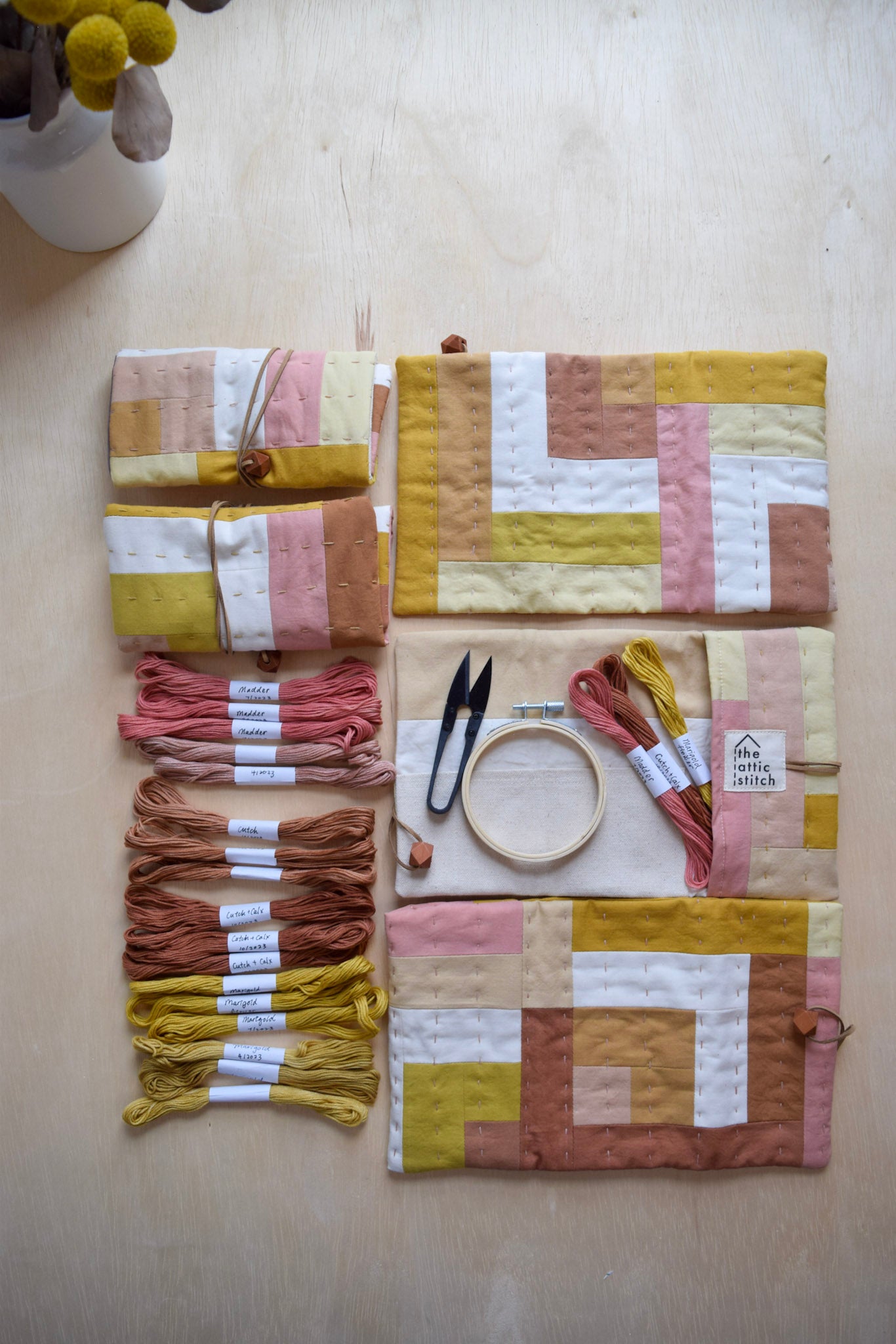 Natural dyed, Patchwork Sewing Pouch - I