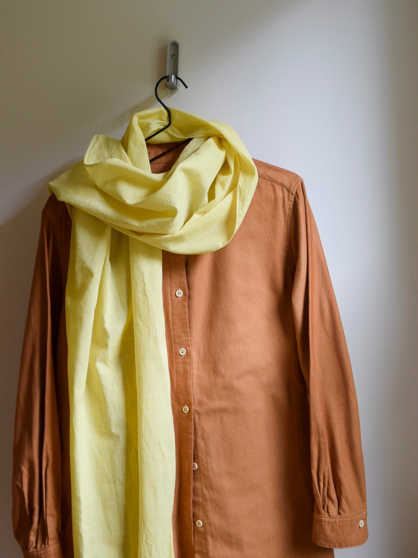 Natural Dyed Organic Cotton Long Scarf - Weld Yellow